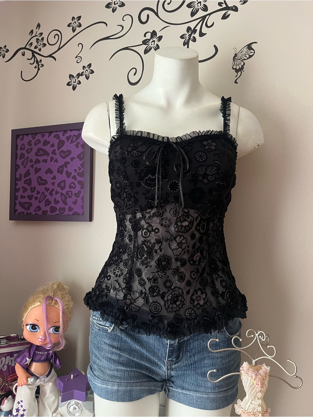Arianne Black Floral Lace Camisole